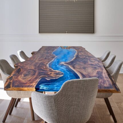 Anjera Blue Epoxy Live Edge Table – Custom Handmade Wood Top
